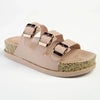 Alessio 3 Strap Slip On Sandal - Nude