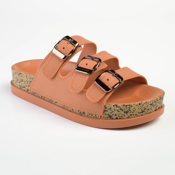 Alessio 3 Strap Slip-on Sandal - Burnt Orange-Alessio-Buy shoes online