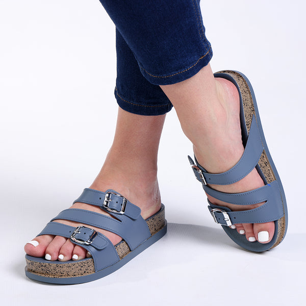 Alessio Asymetric 3 Strap - Petrol Blue