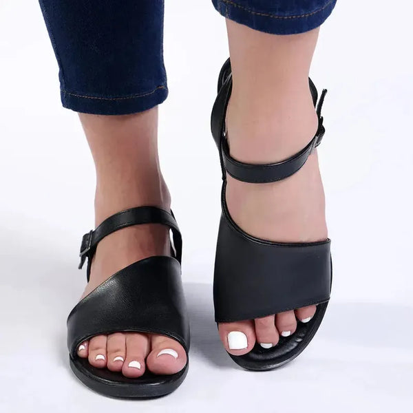 Alessio Asymetric Band Sling Sandal - Black