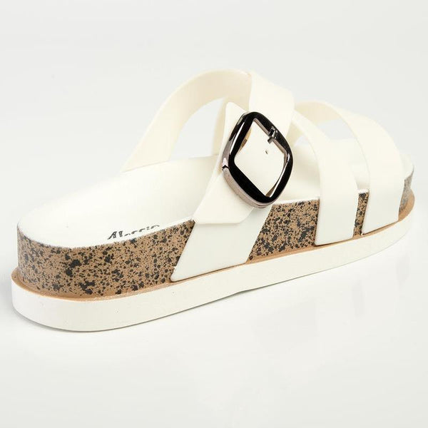 Alessio Cross Strap Sandal - White-Alessio-Buy shoes online