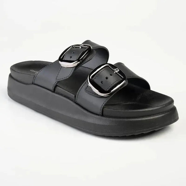 Alessio Double Cross Strap Sandal - Black