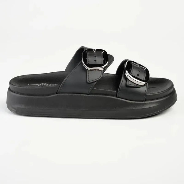 Alessio Double Cross Strap Sandal - Black