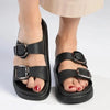 Alessio Double Cross Strap Sandal - Black