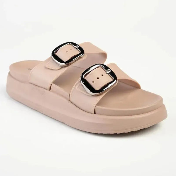 Alessio Double Cross Strap Sandal - Nude
