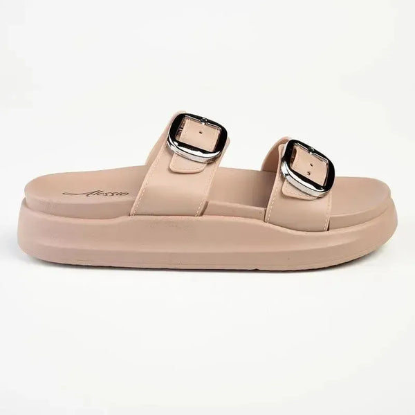 Alessio Double Cross Strap Sandal - Nude