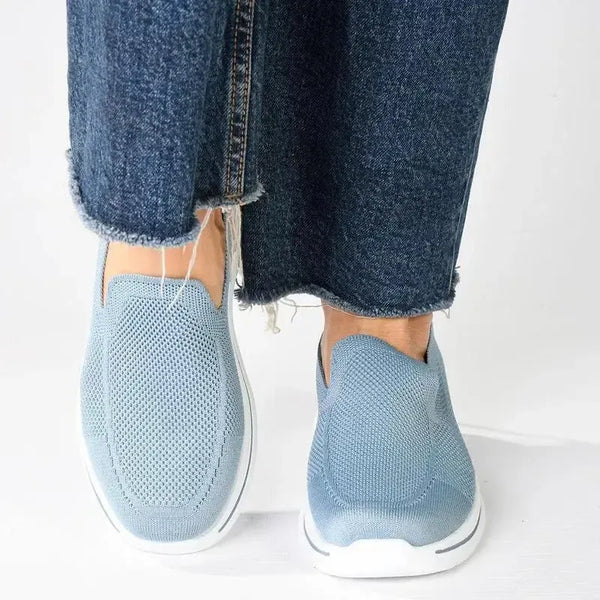 Alessio Fly Knit Slip On Sneaker - Petrol Blue / White