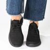 Alessio Ladies Chunky Sole Fly Knit Lace Up Sneaker - Black