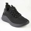 Alessio Ladies Chunky Sole Fly Knit Lace Up Sneaker - Black