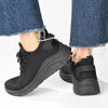 Alessio Ladies Chunky Sole Fly Knit Lace Up Sneaker - Black