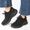 Alessio Ladies Chunky Sole Fly Knit Lace Up Sneaker - Black