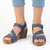 Alessio Ladies Cork Velcro Strap Wedge Sandal - Blue