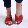 Alessio One Band Flat Push In Sandal - Red