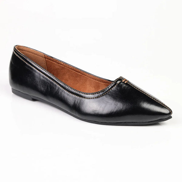 Alessio Pointy Toe Ballerina Flats - Black