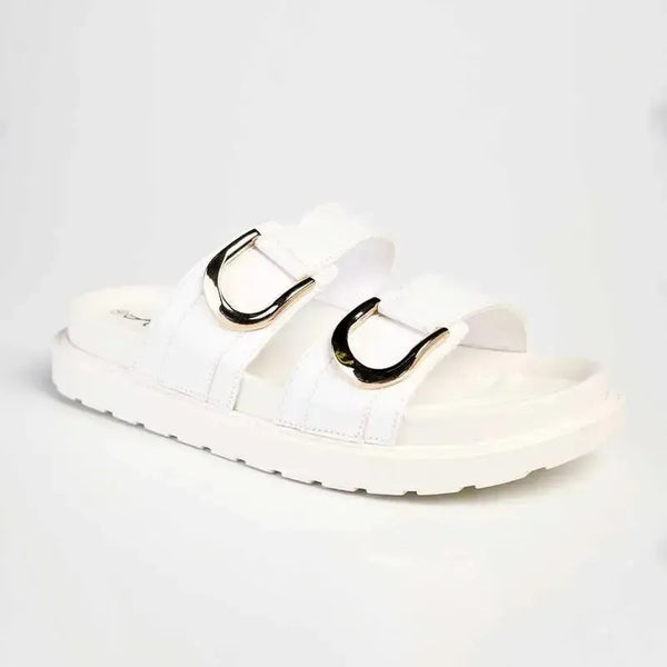 Alessio Push-In Fashion Comfort Slides - White