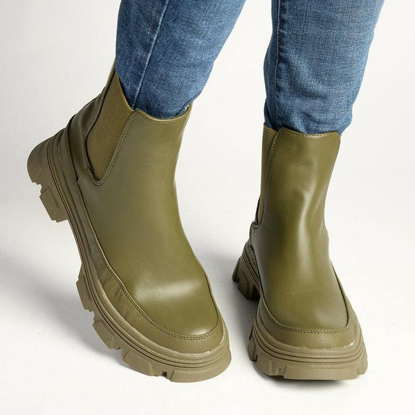 Alessio Rochel Chunky Fashion Boot - Olive-Alessio-Buy shoes online
