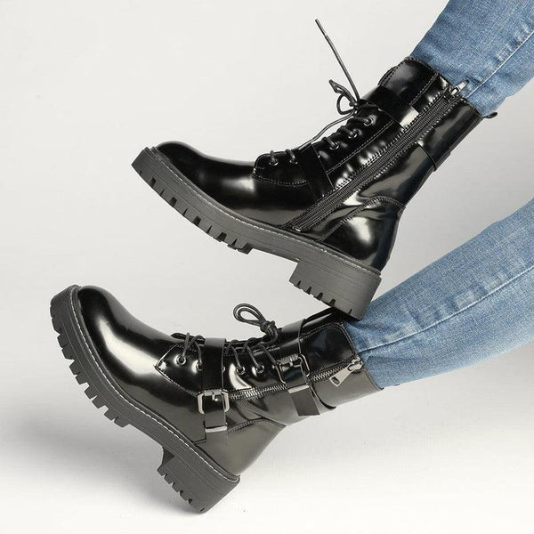 Alessio Rosanne Double buckle Boot - Black-Alessio-Buy shoes online