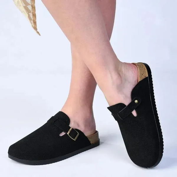 Alessio Slip On Buckle Mule - Black