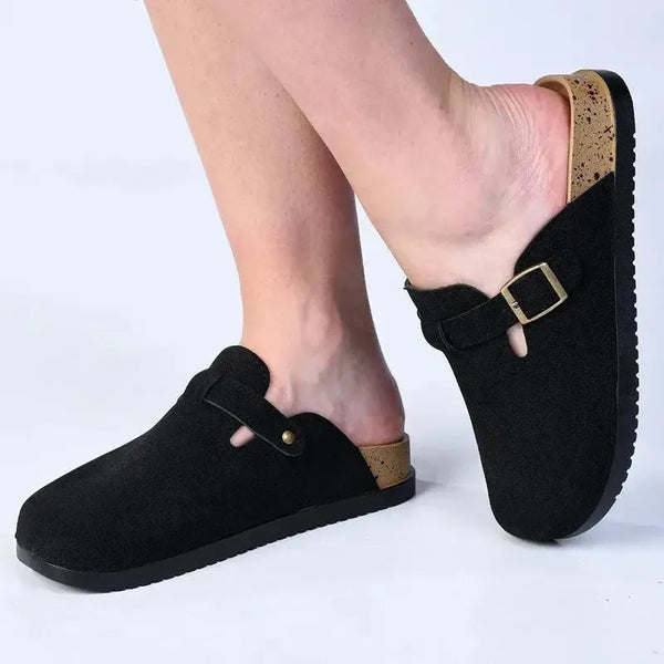 Alessio Slip On Buckle Mule - Black