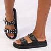 Alessio Studded 2 Band Fashion Sandal - Black