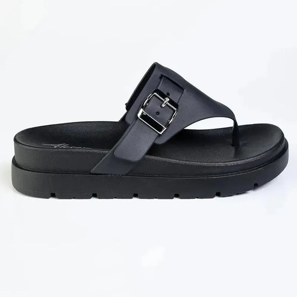 Alessio Thong Fashion Sandal - Black Mono