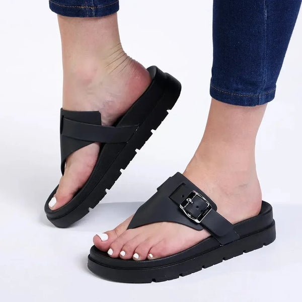 Alessio Thong Fashion Sandal - Black Mono