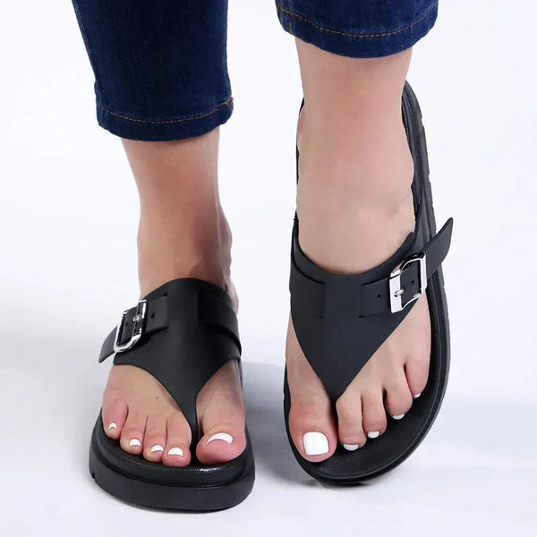 Alessio Thong Fashion Sandal - Black Mono