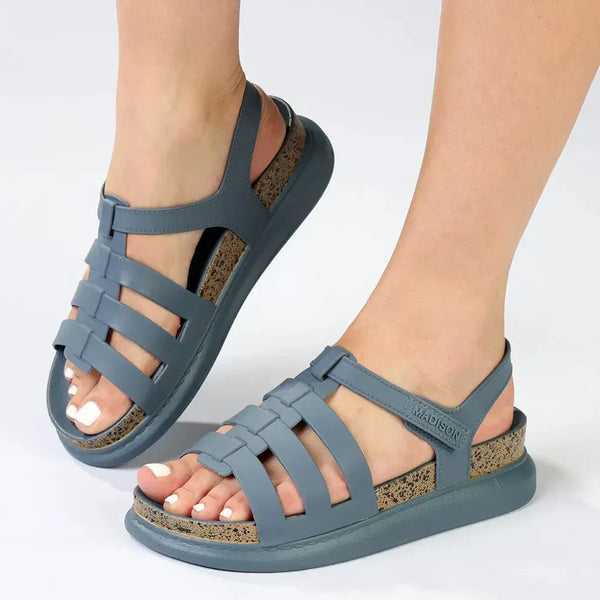 Alessio Three Strap Sling Footbed Sandal - Blue