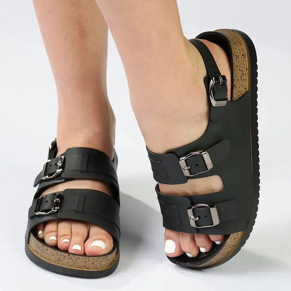 Alessio Two Buckle Sling Jelly Burk Sandal - Black