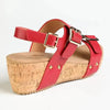 Alessio Two Strap Cork Wedge - Red