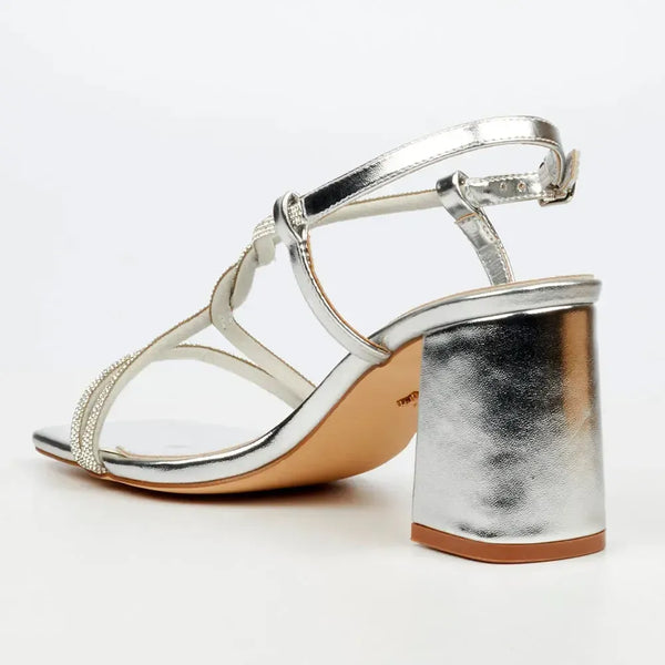 Butterfly Feet Amelle1 Block Heel Sandals - Silver