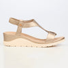 Butterfly Feet Camille 1 T-Bar Wedge Sandals - Champagne
