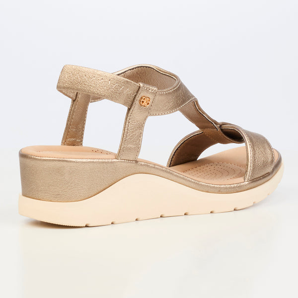 Butterfly Feet Camille 1 T-Bar Wedge Sandals - Champagne