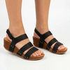 Butterfly Feet Cheyan 2 Perforated Strappy Wedge Sandal - Black