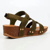 Butterfly Feet Cheyan 2 Perforated Strappy Wedge Sandal - Olive