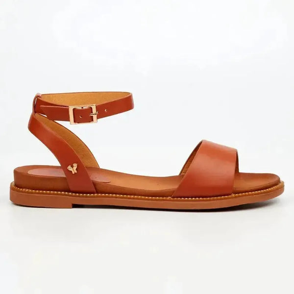 Butterfly Feet Ellie 1 Flat Ankle Tie Sandal - Tan