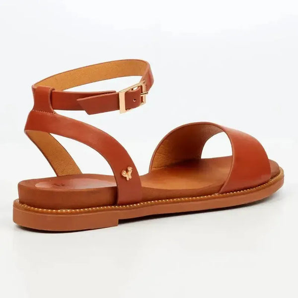 Butterfly Feet Ellie 1 Flat Ankle Tie Sandal - Tan