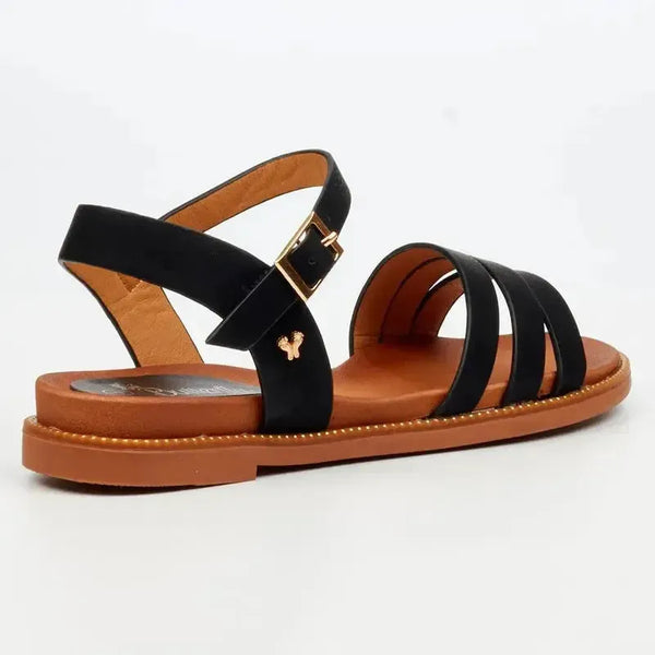 Butterfly Feet Ellie 11 Flat Strappy Sandal - Black