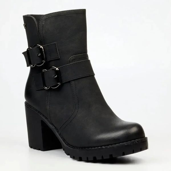 Butterfly Feet Ester 8 Twin Buckle Block Heel - Black
