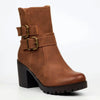 Butterfly Feet Ester 8 Twin Buckle Block Heel - Chocolate