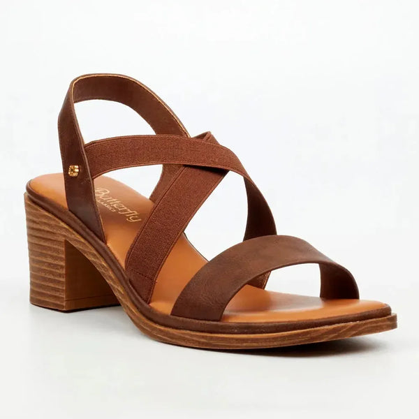 Butterfly Feet Imelda 1 Block Heel Sandals - Chocolate
