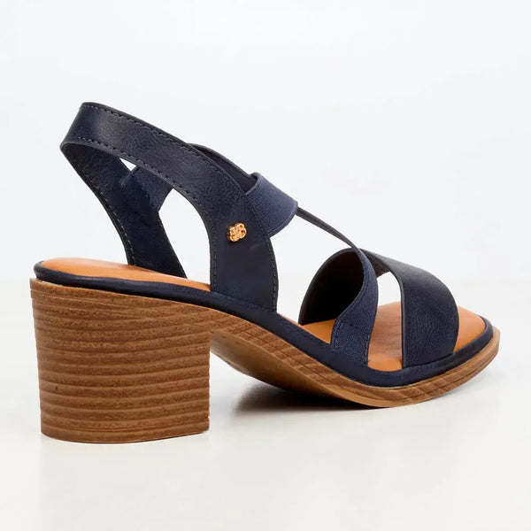 Butterfly Feet Imelda 1 Block Heel Sandals - Navy