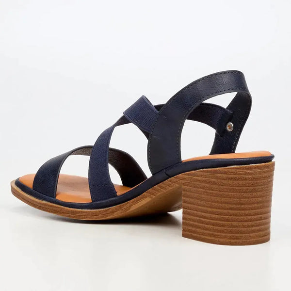 Butterfly Feet Imelda 1 Block Heel Sandals - Navy