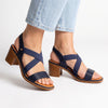 Butterfly Feet Imelda 1 Block Heel Sandals - Navy