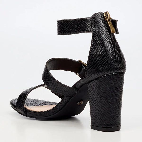 Butterfly Feet Jaydin Buckle Block Heel Sandals - Black