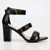 Butterfly Feet Jaydin Buckle Block Heel Sandals - Black