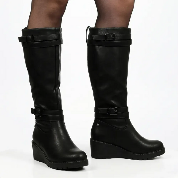 Butterfly Feet Ladies Conway 3 Wedge Long Boot - Black