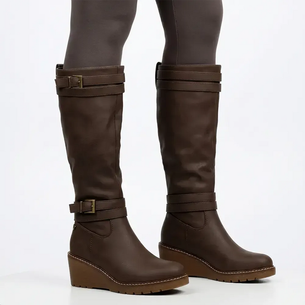 Butterfly Feet Ladies Conway 3 Wedge Long Boot - Chocolate