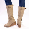 Butterfly Feet Ladies Conway 3 Wedge Long Boot - Taupe