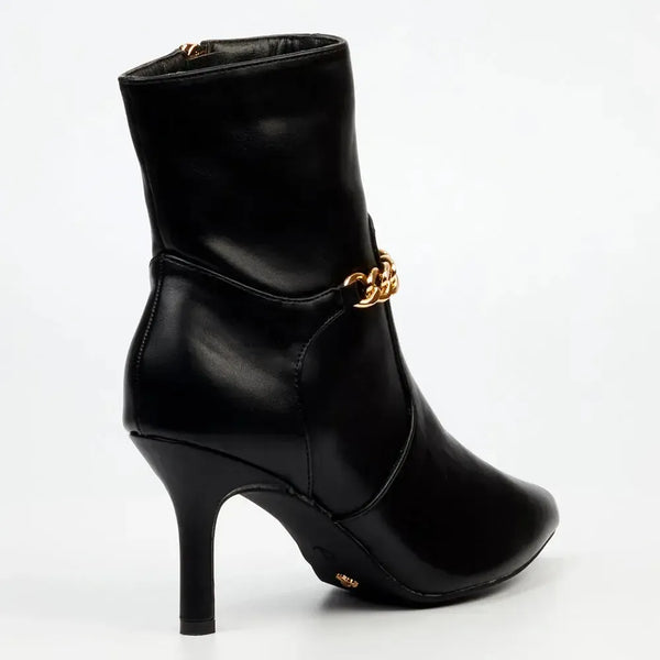 Butterfly Feet Ladies Lively 13 Ankle Boot With Chain - Black